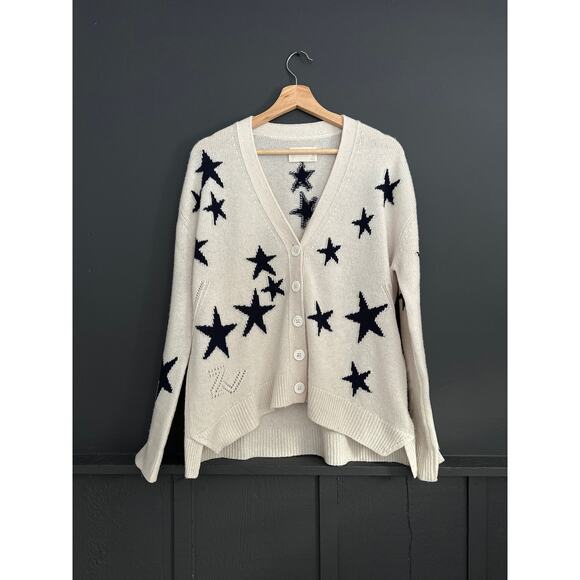 Zadig & Voltaire Mirka Stars Cashmere Cardigan Ivory Size Small - Picture 4 of 13